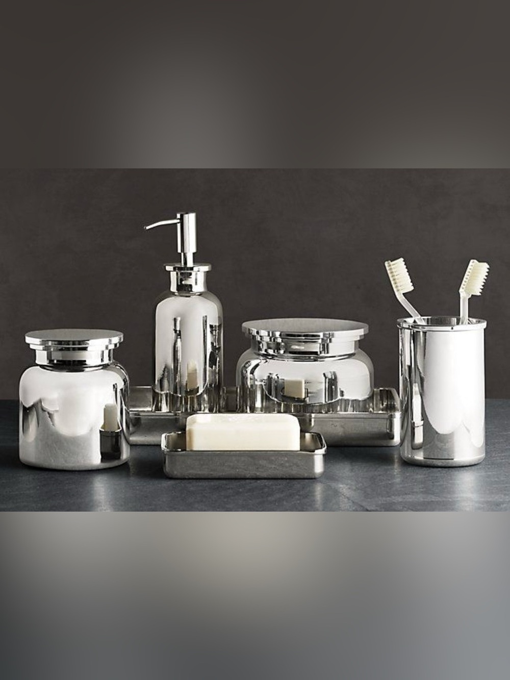 Restoration Hardware “Apothecary” Nickel Plated Bath Accessory Set